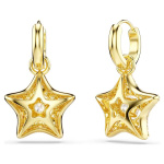 Sublima drop earrings Round cut, Star, Multicolored, 18K gold plated
